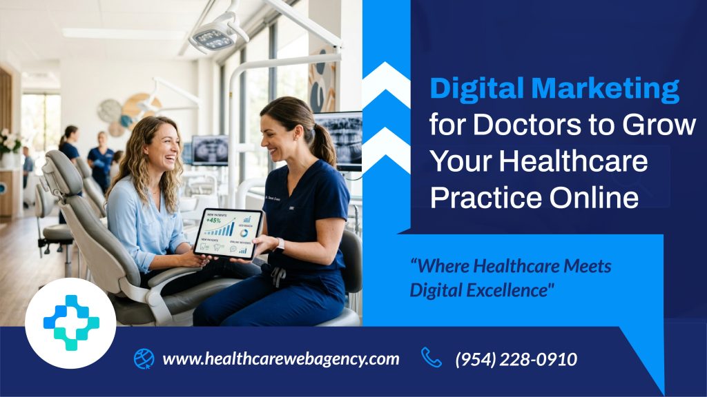 Digital marketing for doctors growing healthcare practice online concept image