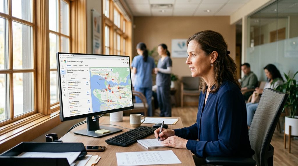 Healthcare practice optimizing Google Business Profile for local SEO