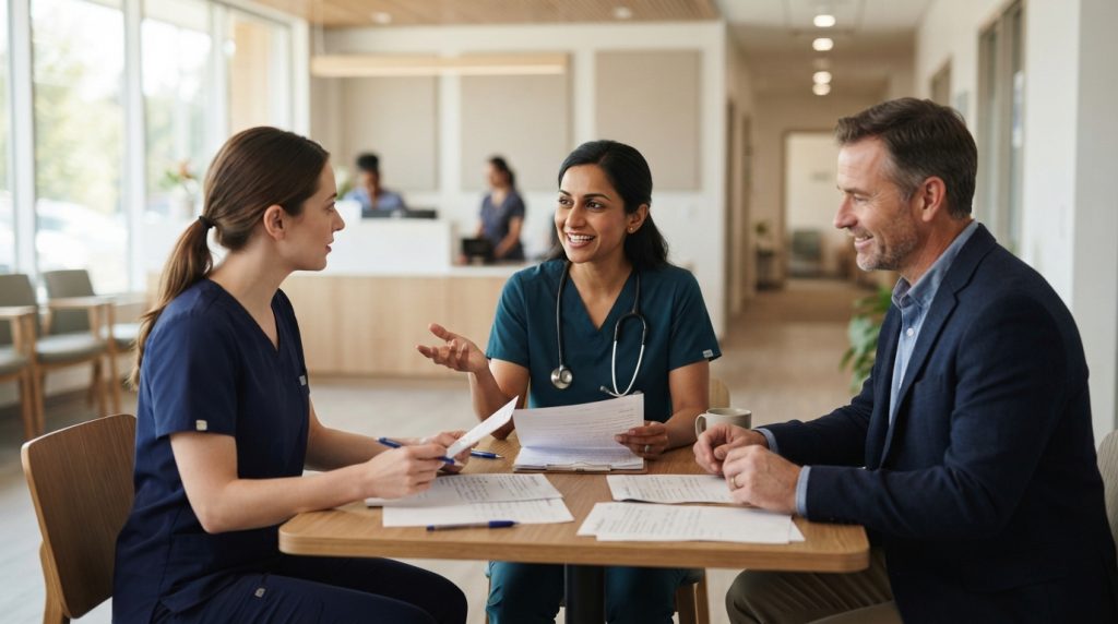 Healthcare team reviewing patient feedback to improve care